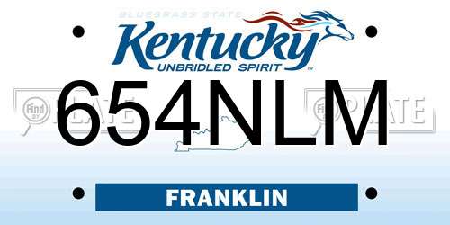 654NLM Kentucky License Plate