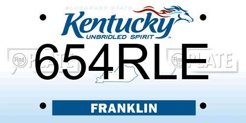 654RLE Kentucky License Plate