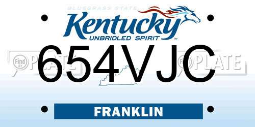 654VJC Kentucky License Plate