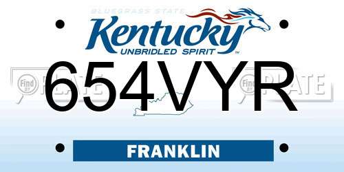 654VYR Kentucky License Plate
