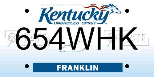 654WHK Kentucky License Plate