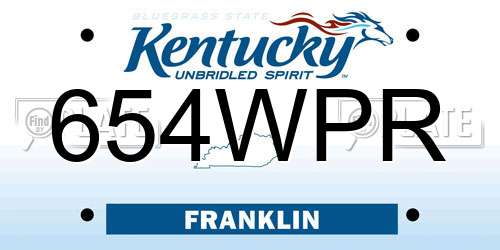 654WPR Kentucky License Plate