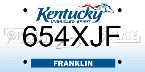 654XJF Kentucky License Plate