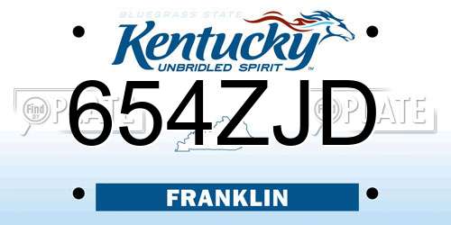 654ZJD Kentucky License Plate