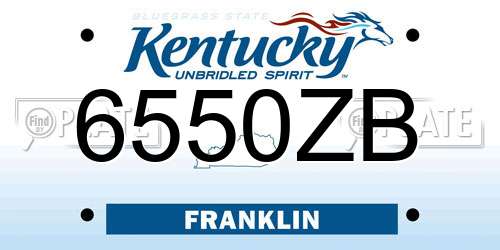 6550ZB Kentucky License Plate
