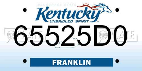 65525D0 Kentucky License Plate