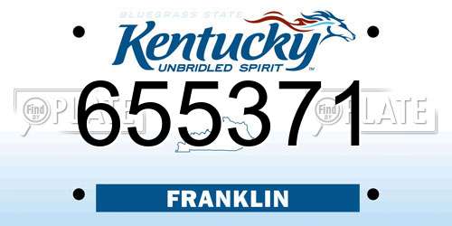 655371 Kentucky License Plate