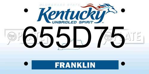 655D75 Kentucky License Plate
