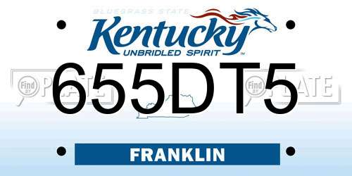 655DT5 Kentucky License Plate