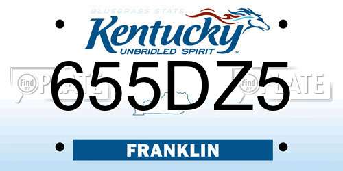 655DZ5 Kentucky License Plate