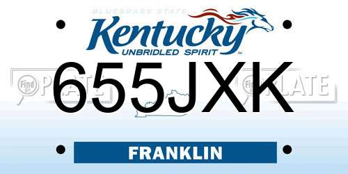 655JXK Kentucky License Plate