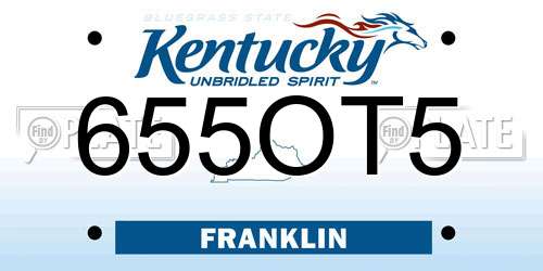 655OT5 Kentucky License Plate
