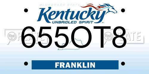 655OT8 Kentucky License Plate
