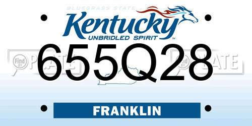 655Q28 Kentucky License Plate
