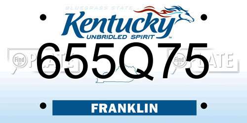 655Q75 Kentucky License Plate