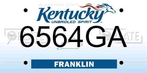 6564GA Kentucky License Plate