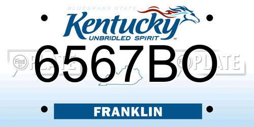 6567BO Kentucky License Plate