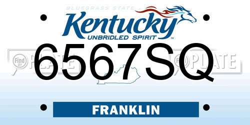 6567SQ Kentucky License Plate