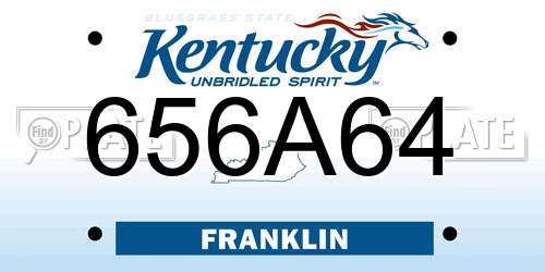 656A64 Kentucky License Plate