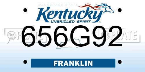 656G92 Kentucky License Plate