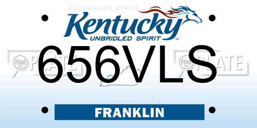 656VLS Kentucky License Plate