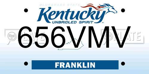 656VMV Kentucky License Plate