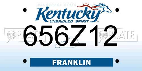 656Z12 Kentucky License Plate