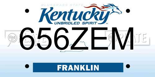 656ZEM Kentucky License Plate