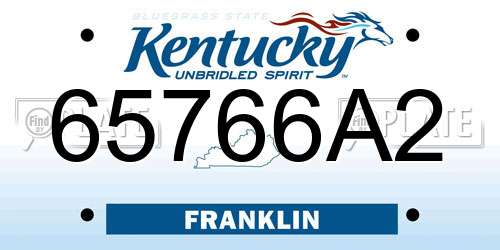 65766A2 Kentucky License Plate