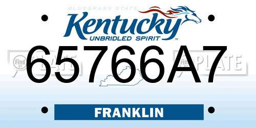 65766A7 Kentucky License Plate
