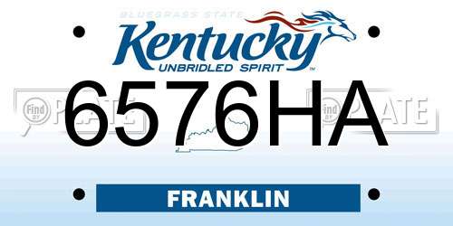 6576HA Kentucky License Plate