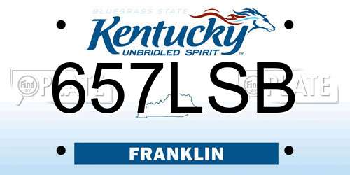 657LSB Kentucky License Plate