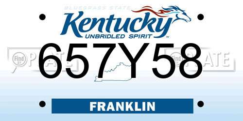 657Y58 Kentucky License Plate