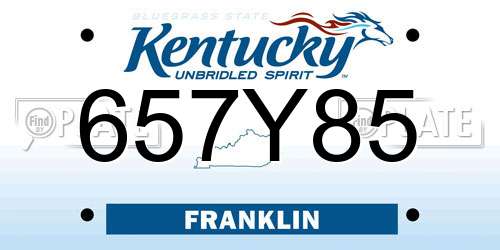 657Y85 Kentucky License Plate