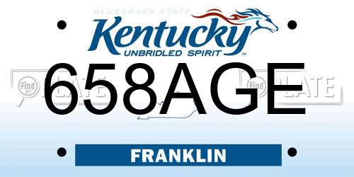 658AGE Kentucky License Plate