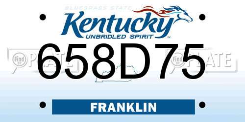 658D75 Kentucky License Plate