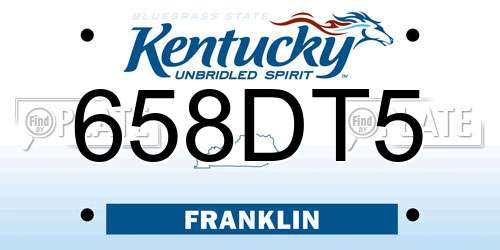 658DT5 Kentucky License Plate