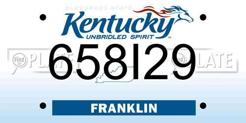 658I29 Kentucky License Plate