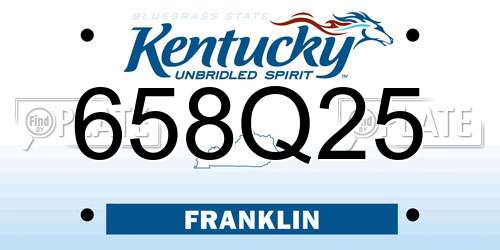 658Q25 Kentucky License Plate