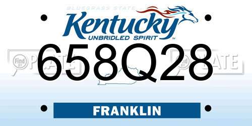 658Q28 Kentucky License Plate