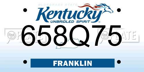 658Q75 Kentucky License Plate