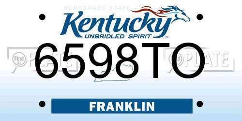 6598TO Kentucky License Plate