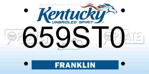 659ST0 Kentucky License Plate