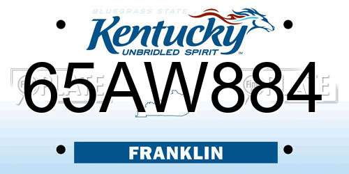 65AW884 Kentucky License Plate
