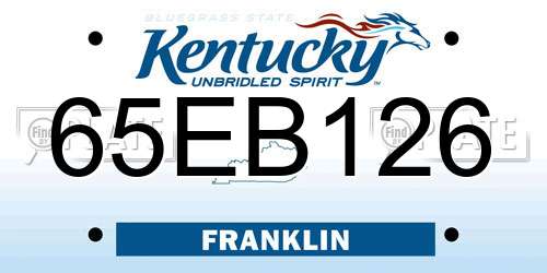 65EB126 Kentucky License Plate