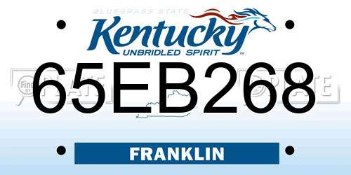 65EB268 Kentucky License Plate