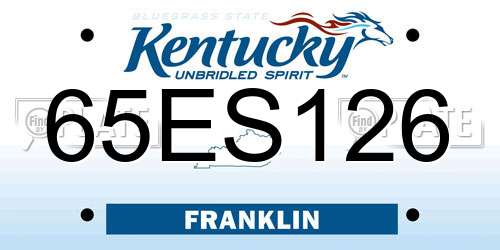 65ES126 Kentucky License Plate