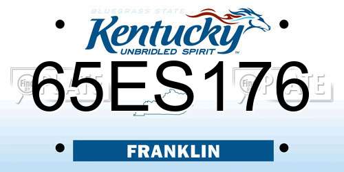 65ES176 Kentucky License Plate