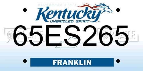 65ES265 Kentucky License Plate