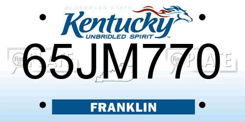 65JM770 Kentucky License Plate